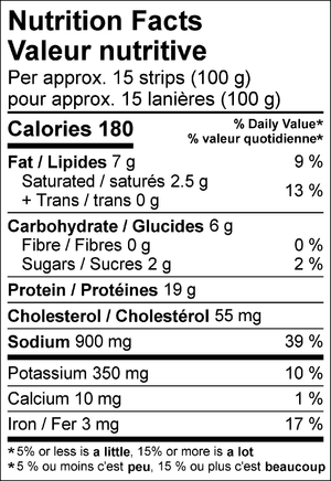 33451798 Lanières de poitrine de poulet HALAL entièrement cuites (2 à 6 kg)
